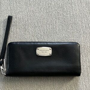 Michael Kors Black Wristlet with Silver Accents
